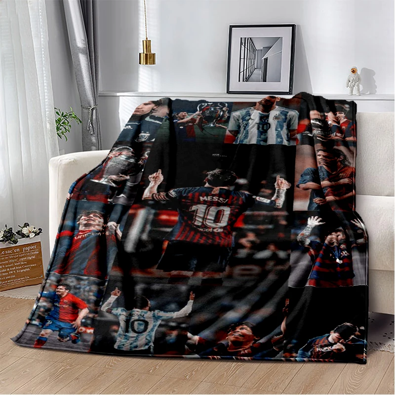 3D Ziegen-Messi Fußball-Sportstar Flanell-Decke Weiche Warme Wurfdecke für Schlafzimmer Wohnzimmer Bett Reisen Camping Picknick Geschenk