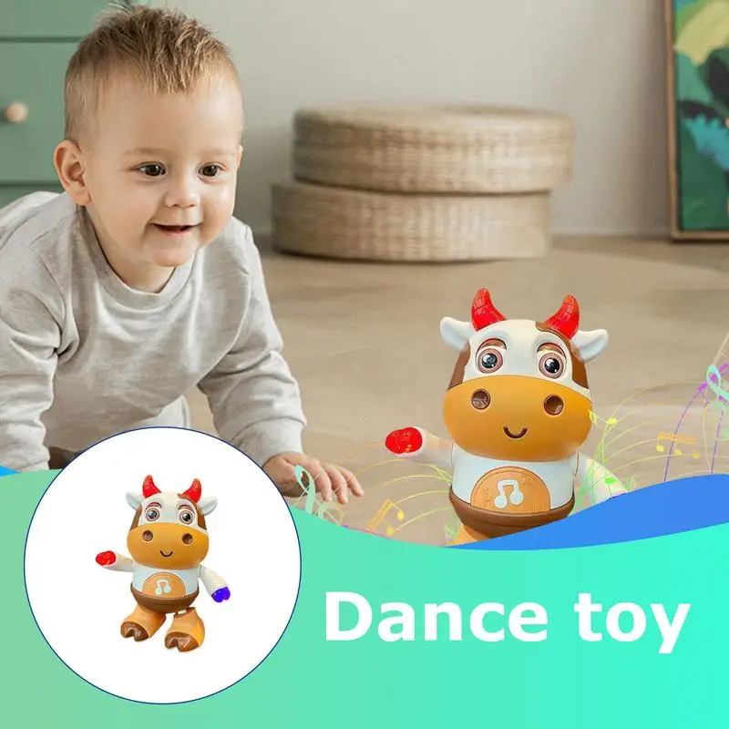 Light Up Animal Musical Toy Dancing Walking Baby Cow Deer Toy with Music and LED Lights for babies early education birthday gift