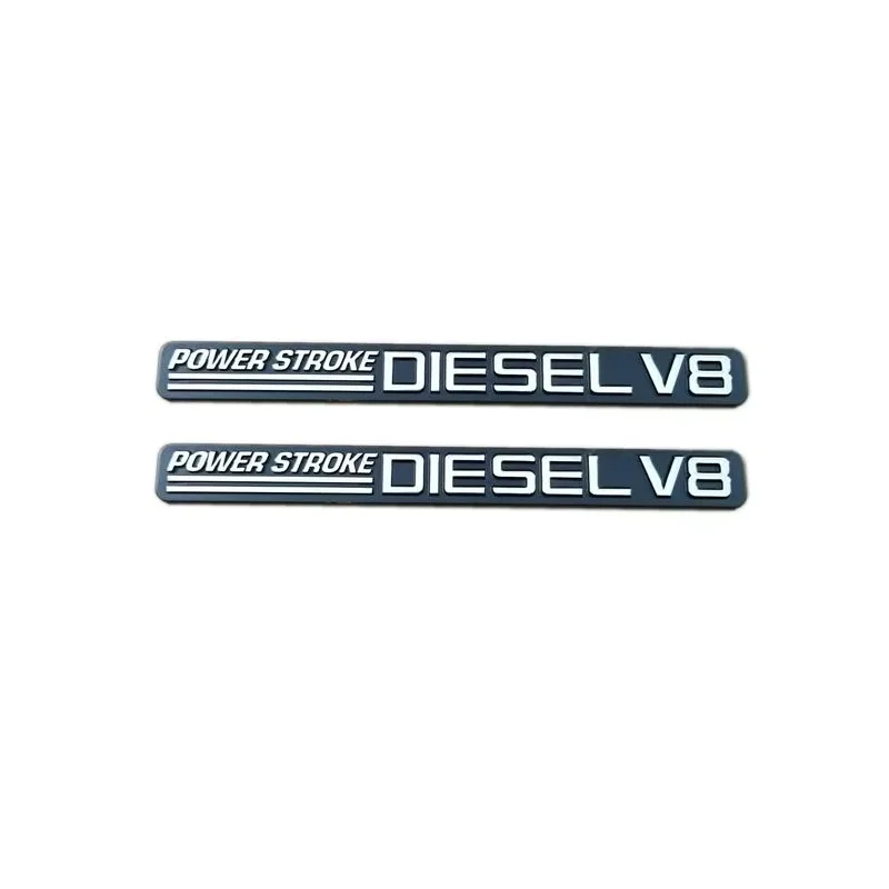 2pcs Power Stroke Diesel V8 Decal Auto Emblem Nameplate Sticker Plastic Vehicle Accessory for Pickup Trucks