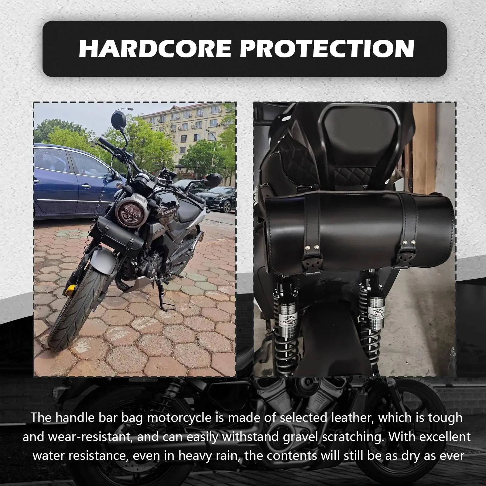 Motorcycle Vintage Leather Handlebar Bag Multifunctional Password Lock Storage Tool Pouch For Harley Cruiser Retro Motorbike view 3