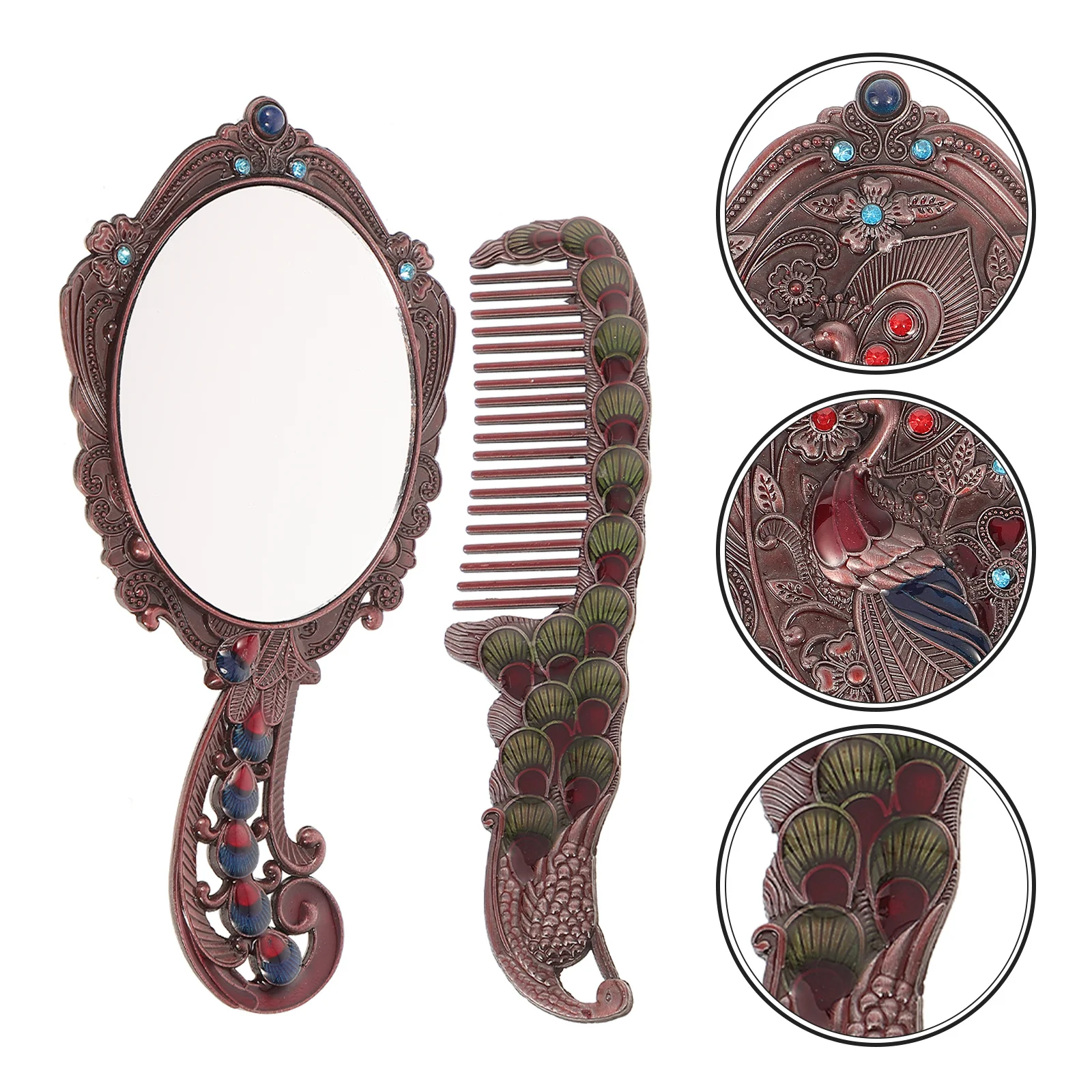 مجموعة مرآة عتيقة أداة مكياج محمولة لإنشاء مظهر ساحر في أي وقت مجموعة مشط مرآة أداة مكياج