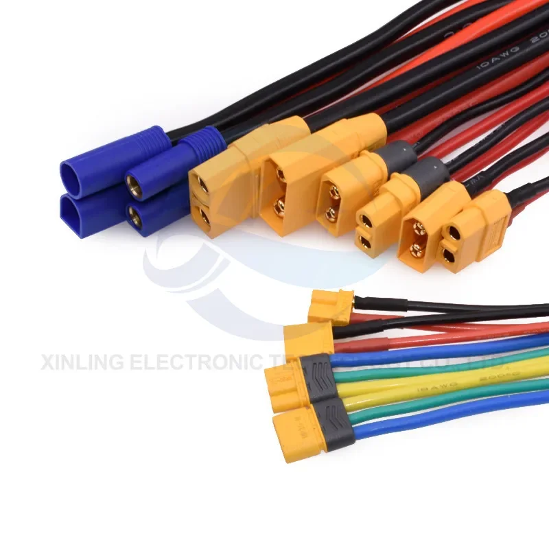 Cargador de batería RC, conector de Cable de extensión macho y hembra, 18 AWG, 16AWG, 12AWG, 10AWG, XT60, XT90, EC5, 10CM, 20CM, 30CM