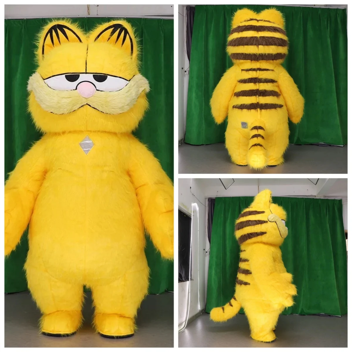 Disfraz de Mascota Inflable de Peluche Potdemiel, Gato Garfield, Traje de Gato Amarillo de Dibujos Animados, Disfraces para Halloween, Navidad y Fiestas
