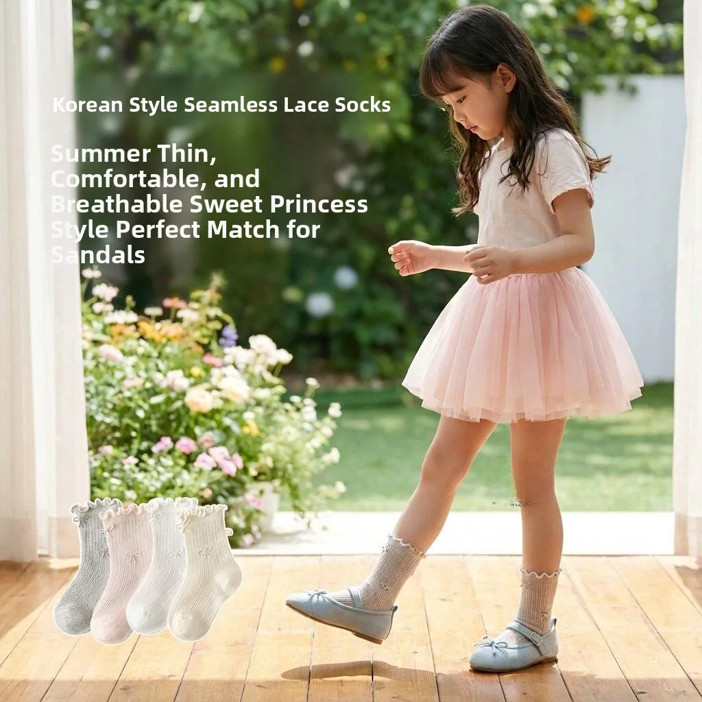 Princess Edged Socks for Children Summer Thin Mesh No-Cuff Mid-Calf Bubble Socks Baby Garter  Breathable Stockings