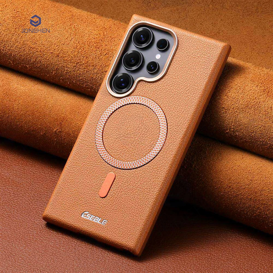 For Samsung Galaxy S26 S25 S24 Ultra S26ultra 5G Luxury Leather For Magsafe Case Magnetic Charge Shockproof Business Retro Cover