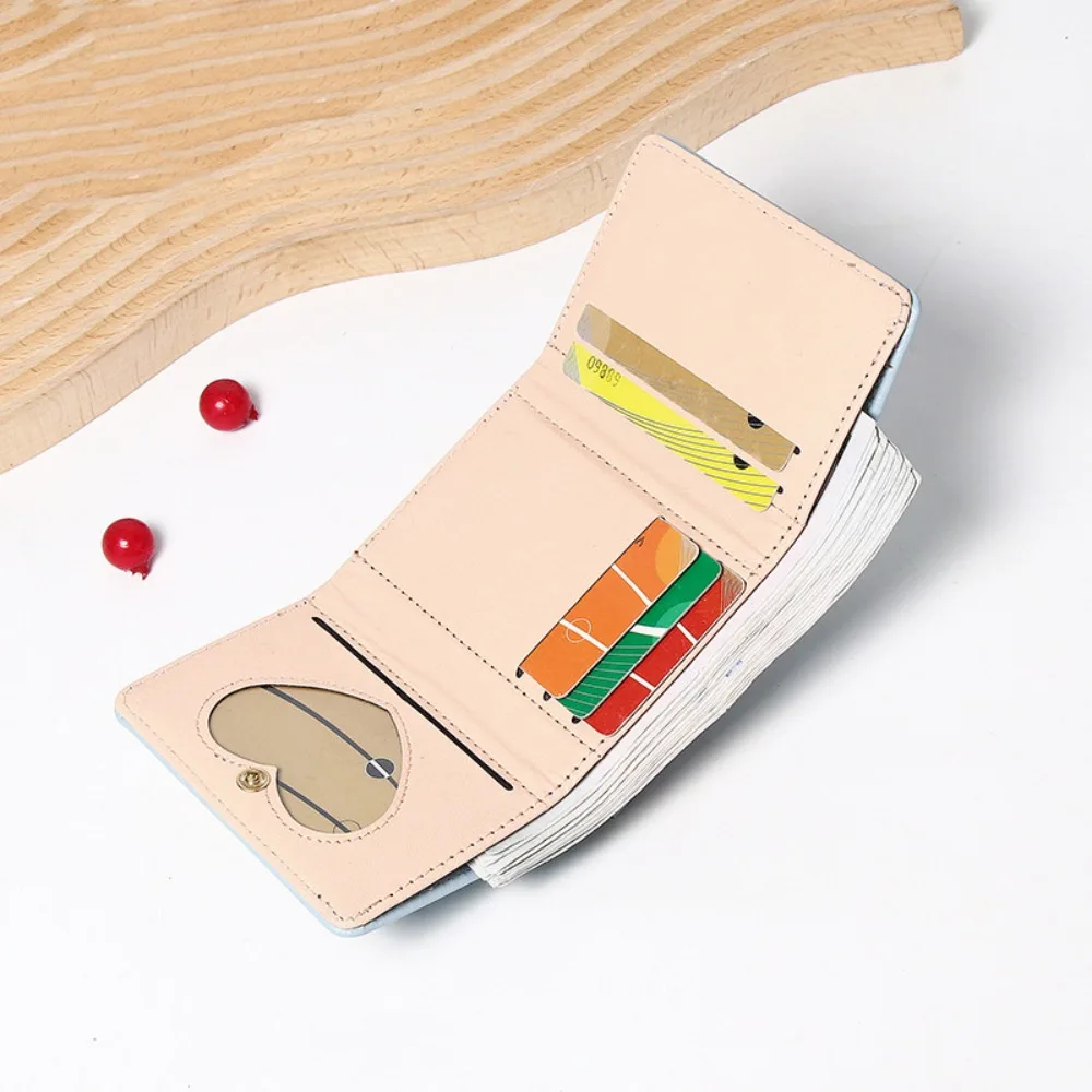 

Cute Fruit Pattern Short Folding Card Bag Candy Color Causal Card Holder Solid Color Multi-card Slot Trifold Wallet Ladies