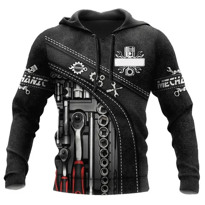 2025 موضة الرجال ريترو ثلاثية الأبعاد مطبوعة تي شيرت رياضي تي شيرت الخريف الملابس ميكانيكي العلوي الشارع هوديي غير رسمي المتضخم هوديي #3