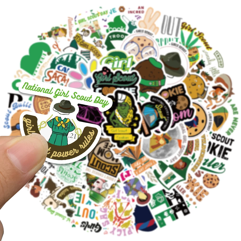 50PCS Green Cartoon Girl Scout Kawaii Y2K Stickers Aesthetic Motorcycle Travel Luggage Guitar Skateboard Gift Sticker