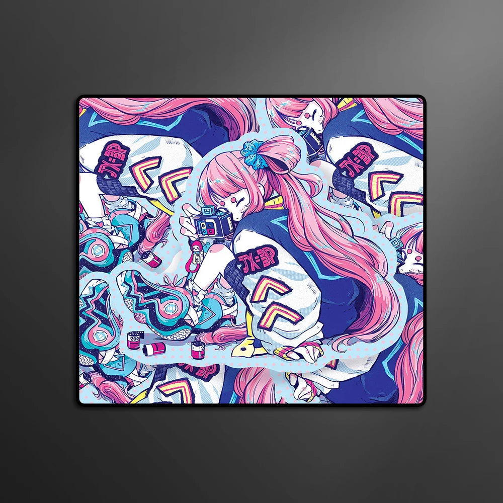 Anime Girls Camera Pattern Mouse Pad Office Balance Non-Slip Computer Mouse Mat E-Sports Mousepad Waterproof Laptop Desk Mat