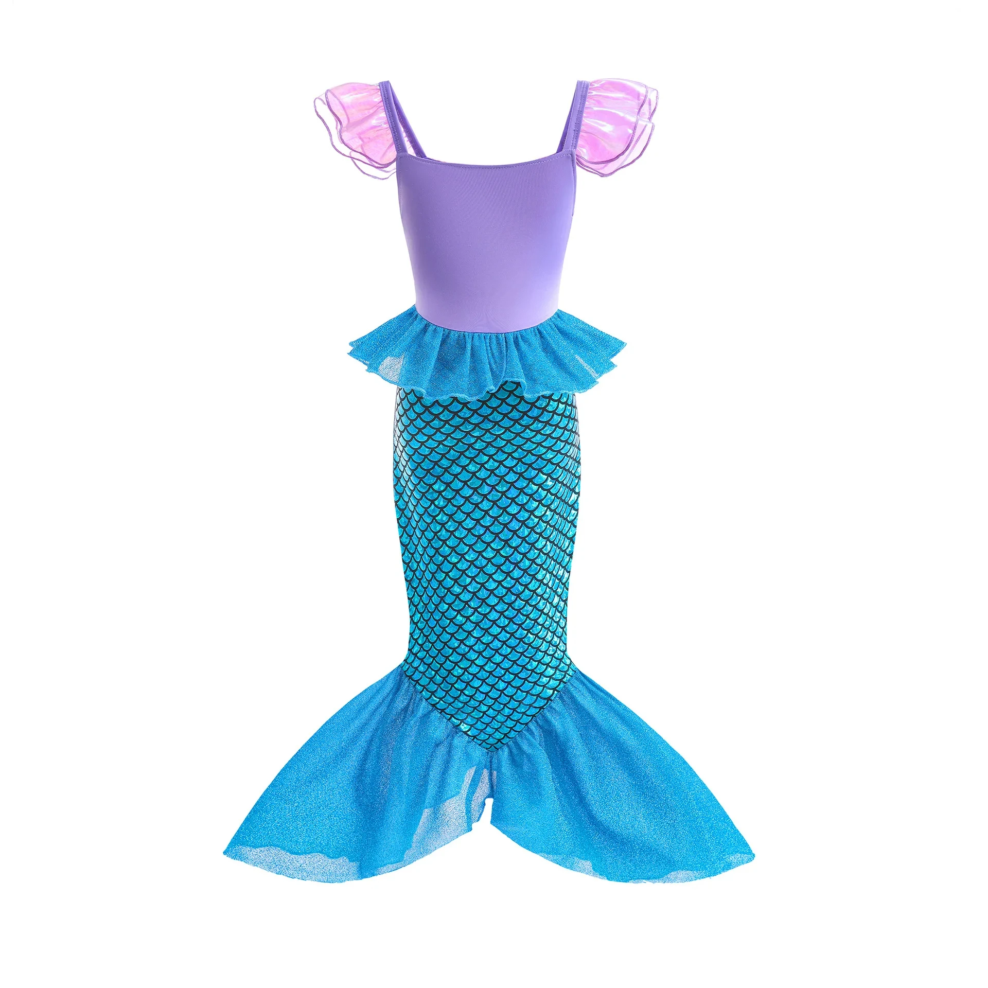 2024 New Movies Girls Ariel Princess Dress Little Mermaid Cosplay Kids  Costume Party Carnival Children Halloween Clothes 2Pcs