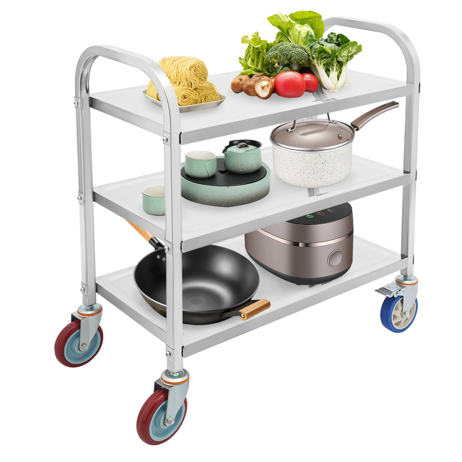 

Stainless Steel Kitchen Trolley Cart,Utility Serving Storage Rolling Car Shelf, Kitchen Trolley Car 29.5*15.7*37.4 inch