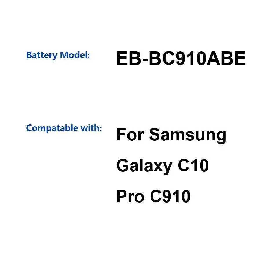 

Аккумулятор мобильного телефона 3000 мАч для Samsung Galaxy C10 Pro C910 EB-BC910ABE Замена премиум-класса
