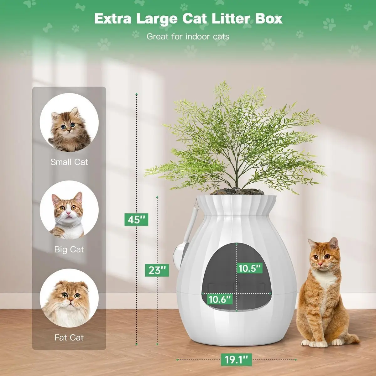 Wholesale Smart Enclosed Cat Litter Box with Plant Design Automatic Odor Control and Sterilization
