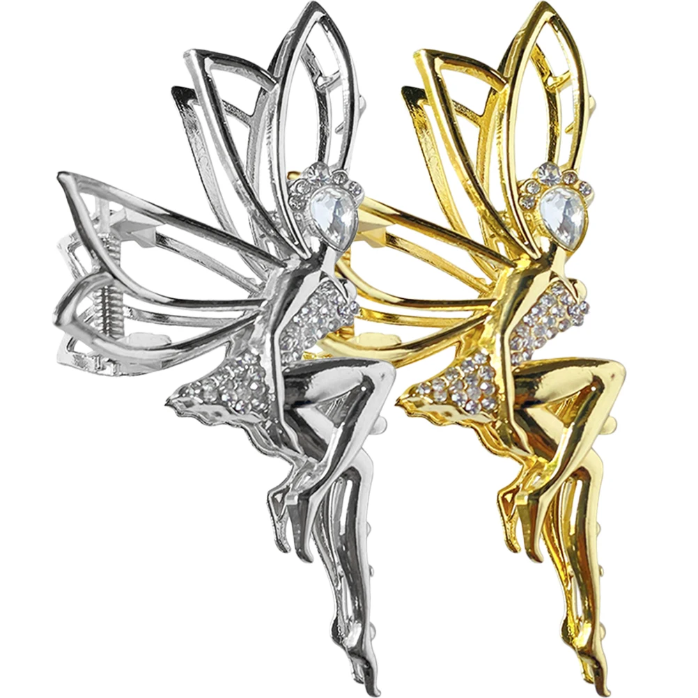 

2pcs Metal Hairpin Claw Clip Rhinestone Accessories for Women Girls Snake Design Strong Durable Suitable All Types for Thick