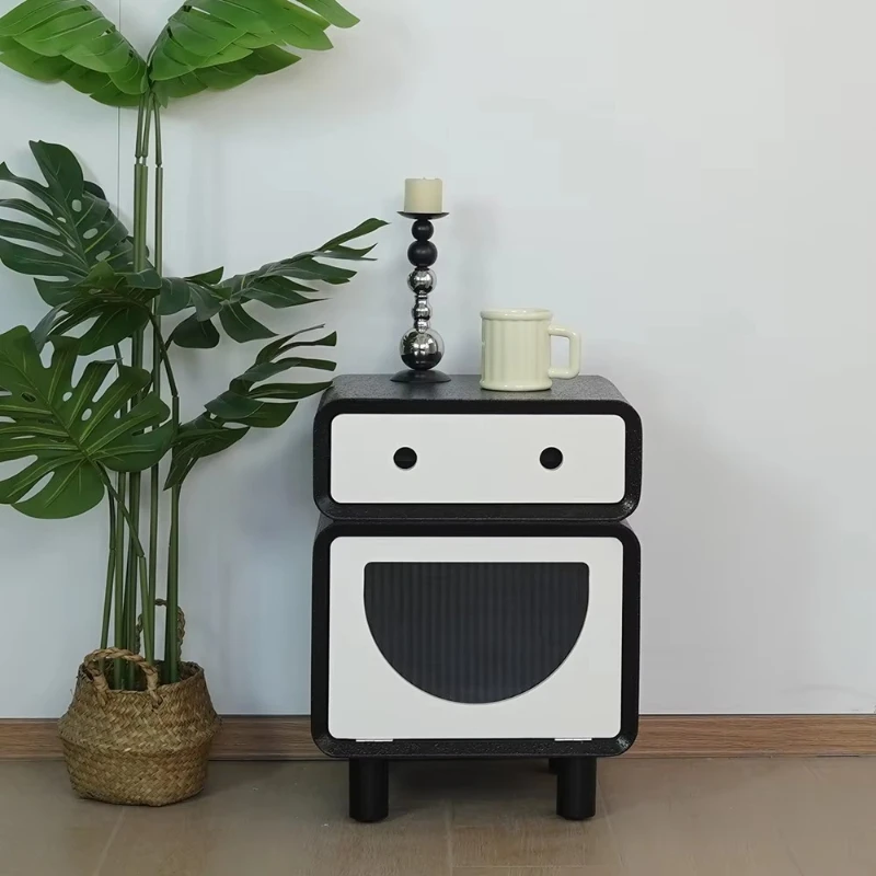 

Creative wooden robot bedside table, living room sofa, locker, children's cartoon edge, simple bedroom storage