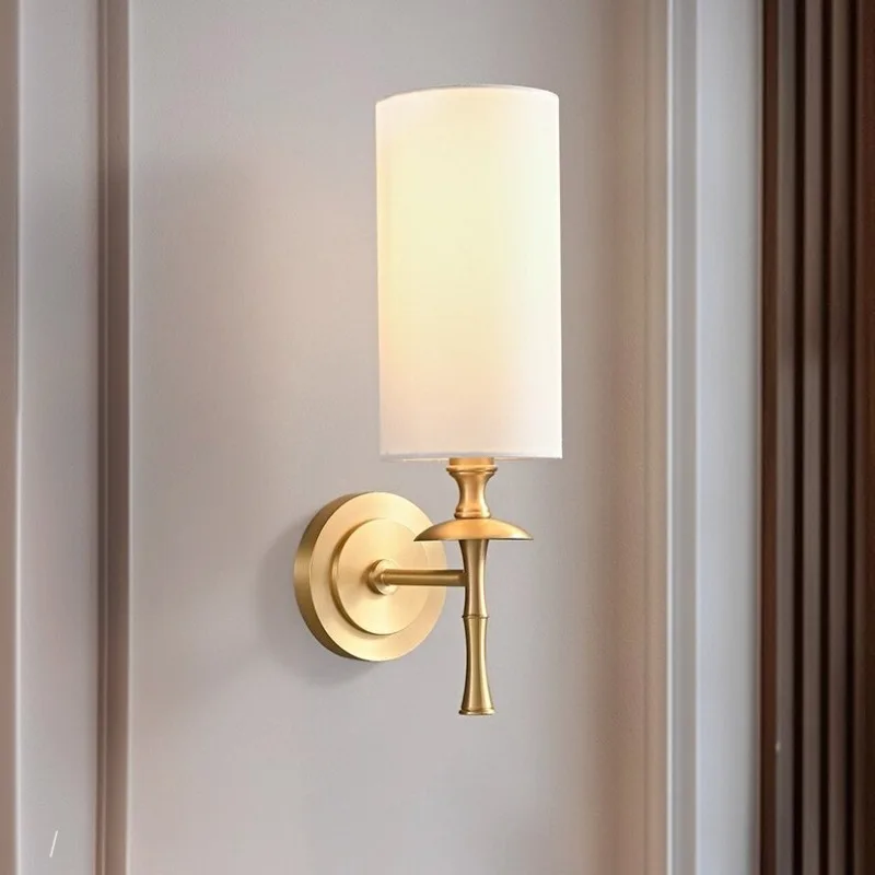 American Retro Copper Wall Lamps for Corridor Staircase Living Room TV Wall Bedroom Bedside Decorative Lighting LED Wall Sconces