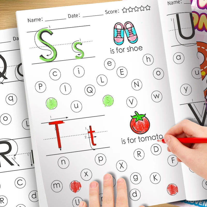 26 Alphabet Practicing Uppercase and Lowercase Letters English Coloring Book Pen Control Training Handwriting Practice Book