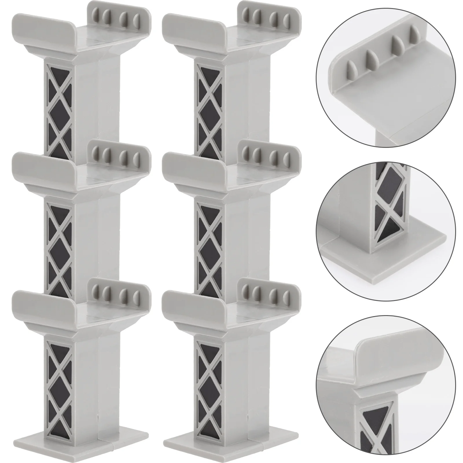 

6 Pcs Train Pier Track Bridge Accessories Supports Wooden Model Plastic Riser Blocks