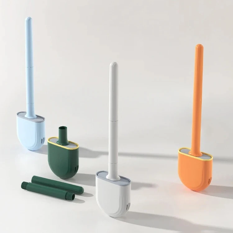

Wall-Mounted Silicone Toilet Brush Set-Easy-Install, Long-Handle,No Dead Corners,Efficient Cleaning,Portable Design with Holder