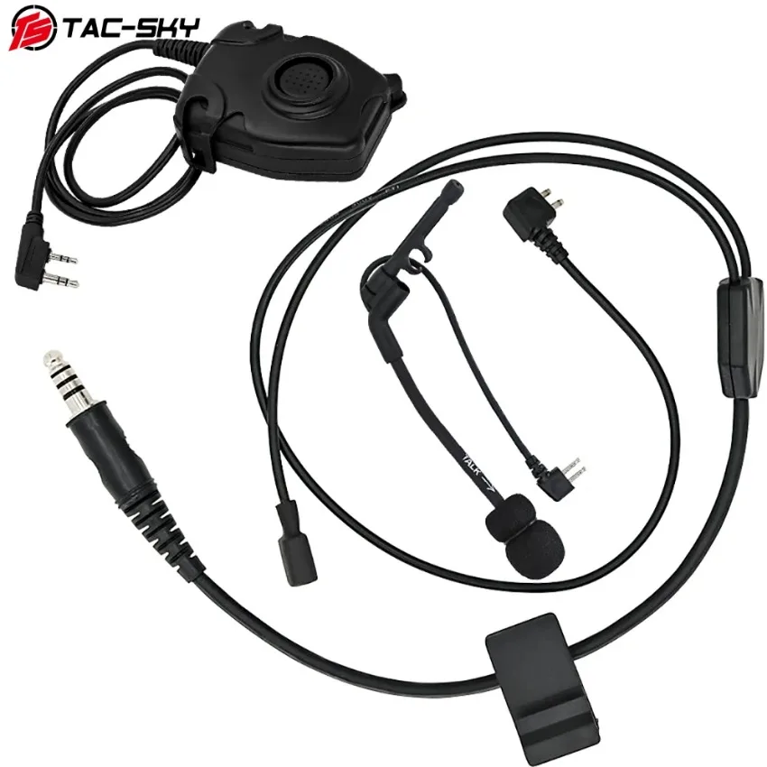 Adaptateur de jeu de câbles en Y de casque tactique de chasse extérieure TAC-SKY Compatible avec U94 PTT Pour Peltor PTT et COMTAC iler