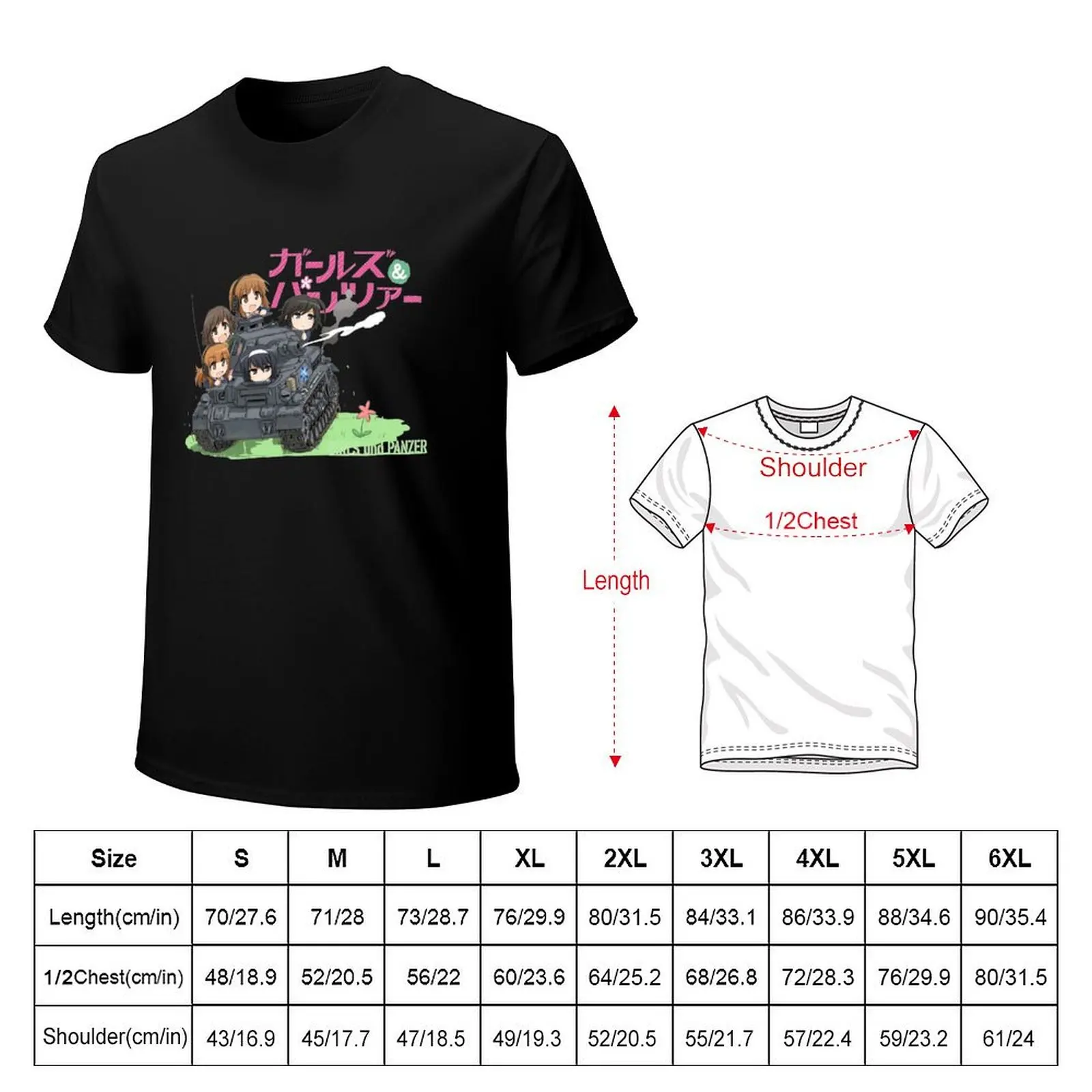 Girls und Panzer Chibi T-Shirt blacks street wear anime figures big and tall t shirts for men
