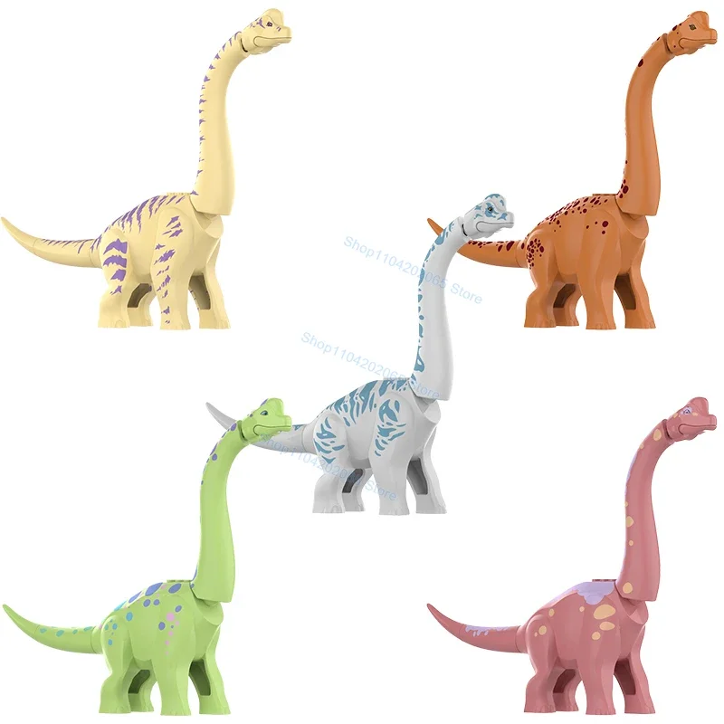 

Yellow Grey Pink Green Brown Big Dino Assembly Building Blocks brachiosaurus Action figures Accessories Toys for Children Gifts