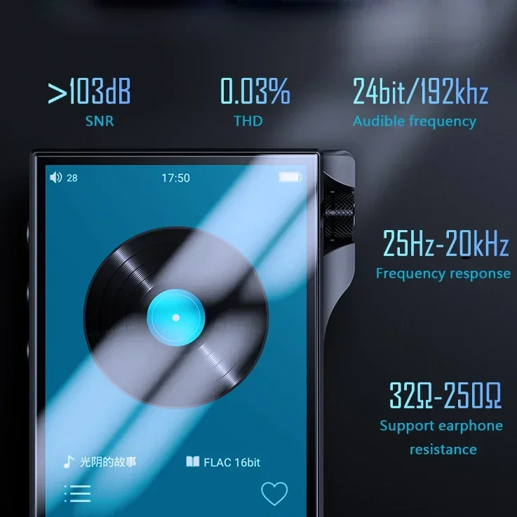 

4.0 Inch Q8 DSD MP3 Portable Lossless HiFi Music Player Hi res Blue tooth Hifi Mini Digital Mp3 Music Player