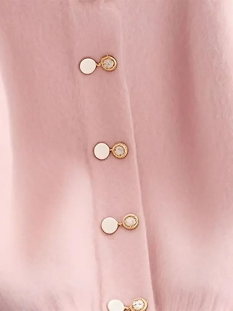 

Новый осенне-зимний свитер, кардиган, женский модный повседневный розовый свитер с круглым вырезом, свободный толстый теплый трикотаж, женский свитер, женский топ