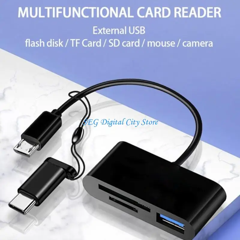 U75B Multifunction Micro USB TF Card Reader Type C Memory Card Reader Adapter