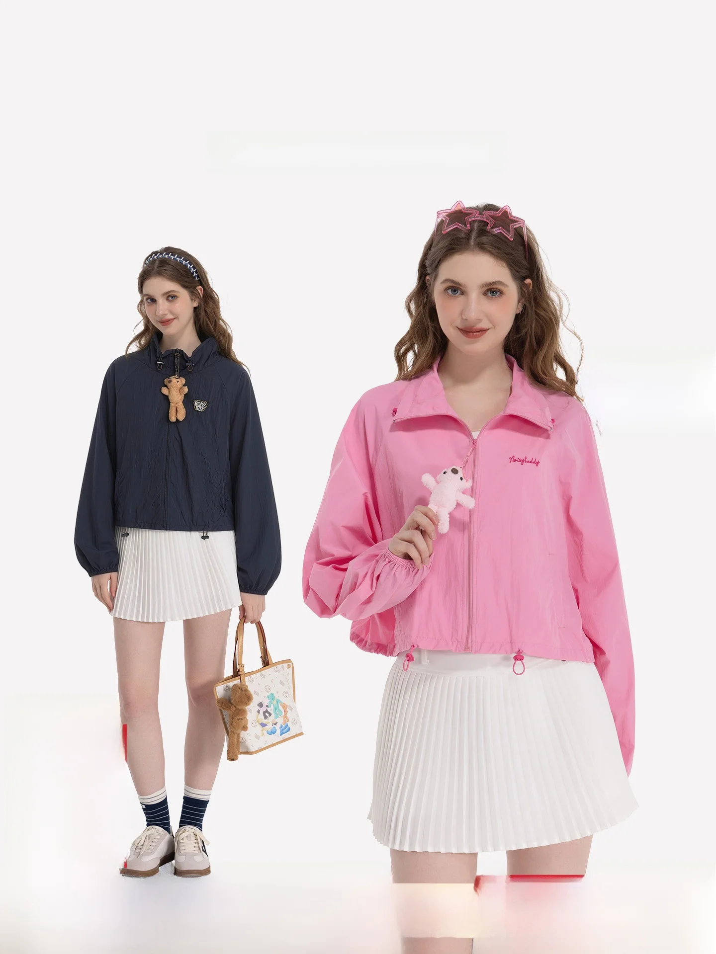 

Милая женская куртка с длинными рукавами и молнией в стиле «Мишка», летняя новинка, универсальная короткая куртка из нейлонового волокна, повседневная модная верхняя одежда