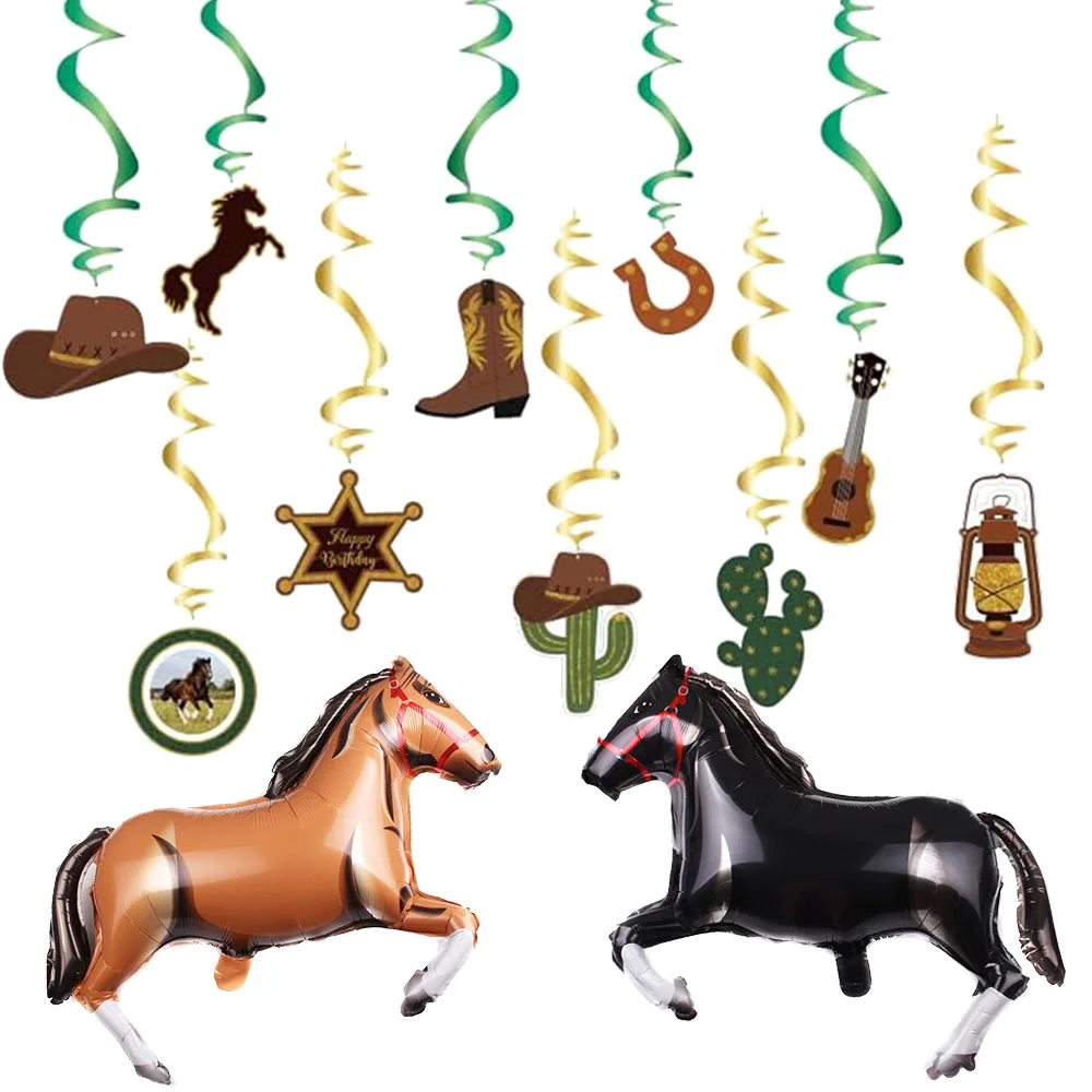 Wild West Cowboy Western Hanging Swirls Horse Birthday Party Decoration Horse Balloon Horse decorazioni di compleanno per feste a tema