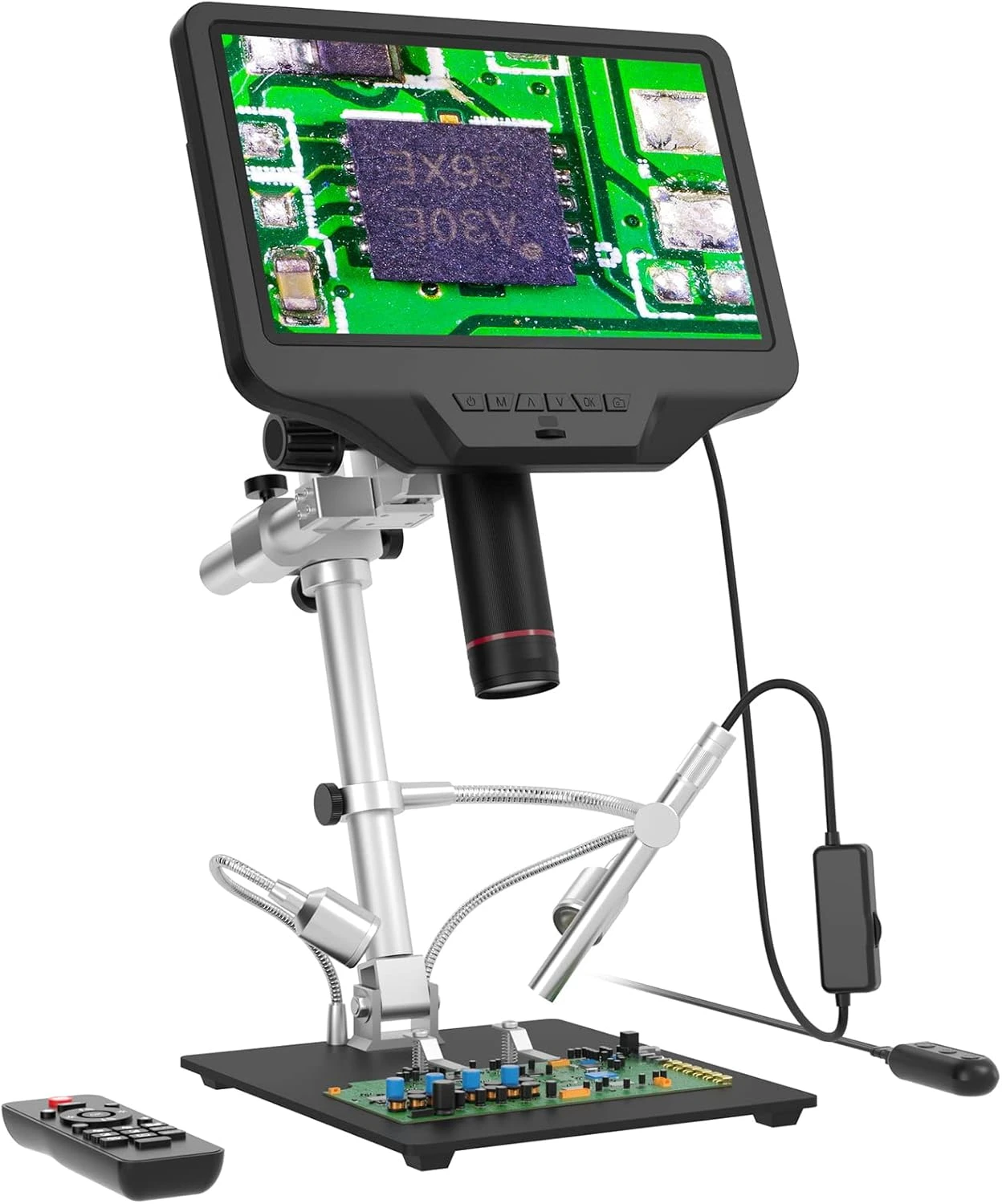 

Digital Microscope with Endoscope, 10.1 inch LCD Screen Soldering Microscope, 300X USB Electronic Microscope