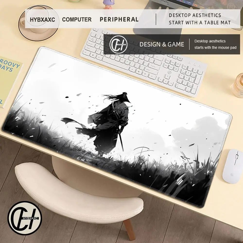 Grand tapis de souris de jeu 900x400 Design noir et blanc de tapis de table confort de précision caoutchouc antidérapant pour les joueurs et l'usage au bureau