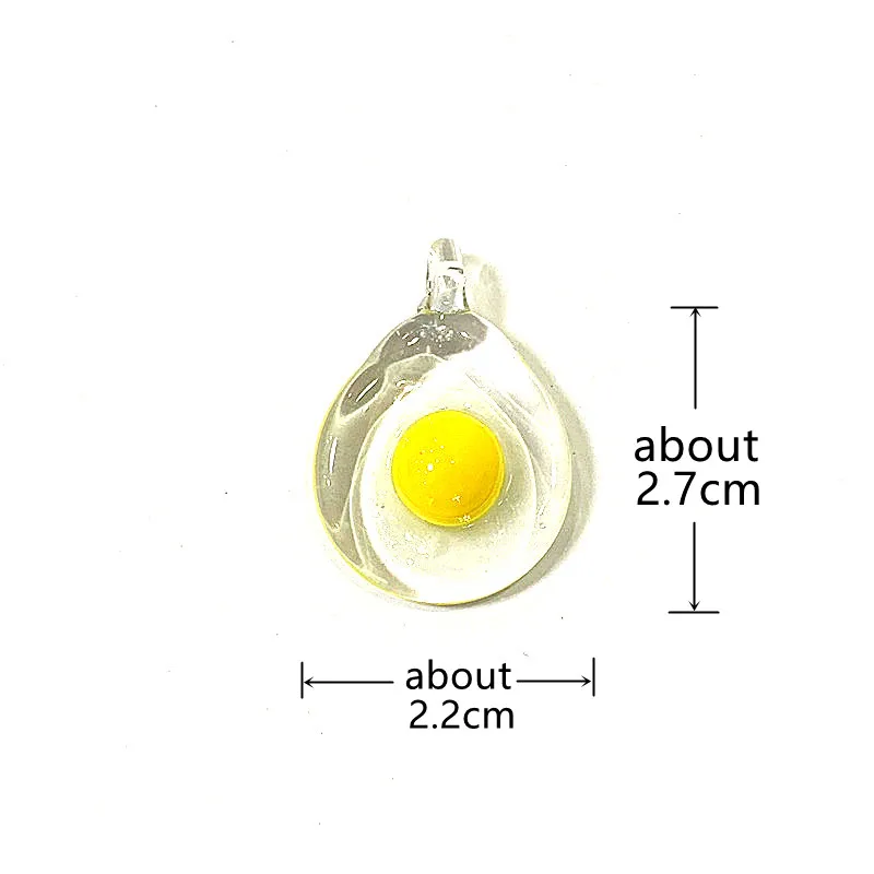Cute Fried Egg Omelette Glass Charm Mini Poached Egg Trinkets for Diy Jewelry Necklace Making Accessories or Party Decor Pendant