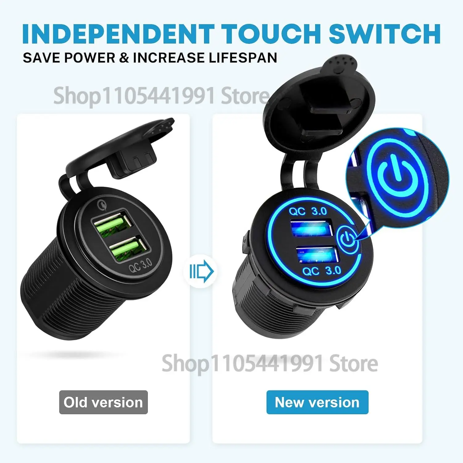 5 Gang 12V Marine Switch Panel, Waterproof Boat Rocker Switch Panel | with Dual QC 3.0 USB Ports for Boat Marine Toggle