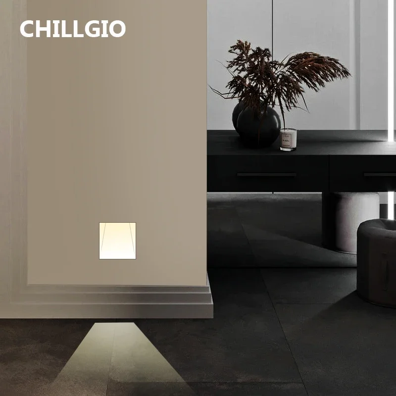 CHILLGIO Magnetic Sensor Staircase Light Step Outdoor Modern Night Lighting Waterproof Interior Recessed In Shadeless Stair Lamp
