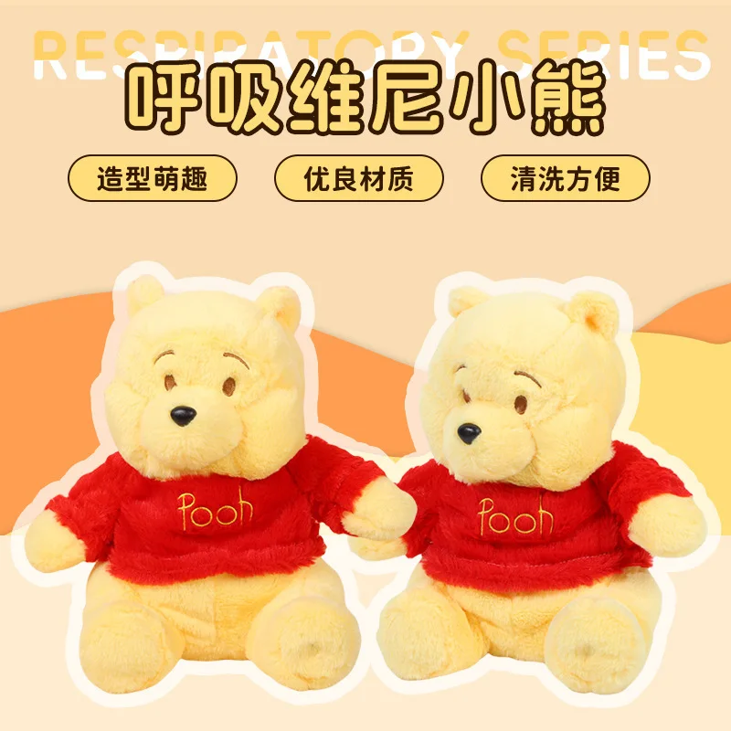 Disney Winnie The Pooh Atmendes Plüschtier, musikalische, leuchtende, beruhigende Puppe, weich, waschbar, für Kinder, Schlafhilfe, Komfortspielzeug