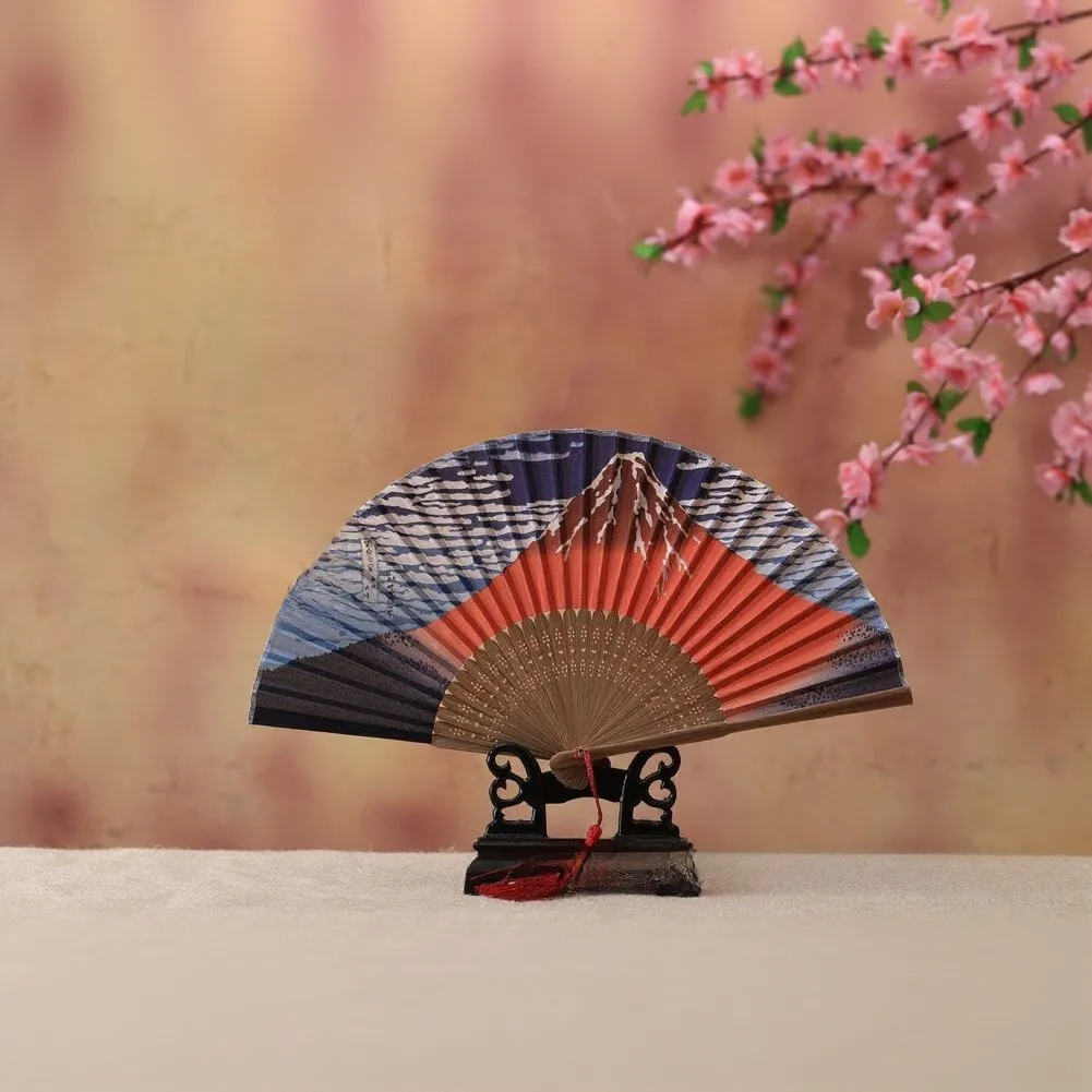 Silk Fabric Folding Fan for Wedding Functions Portrait Photography Festival Attire and Contemporary Interior Design