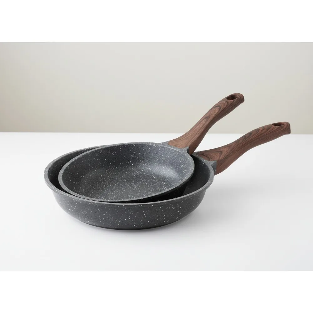

Nonstick Frying Pan Set, Granite Coating Skillets, Healthy Cookware for Chefs & Home Cooking (8+10 Inch)