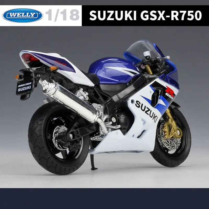 Welly 1:18 SUZUKI GSX-R750 Alloy Sports Motorcycle Model Simulation Diecasts Metal Street Racing Motorcycle Model Kids Toys Gift