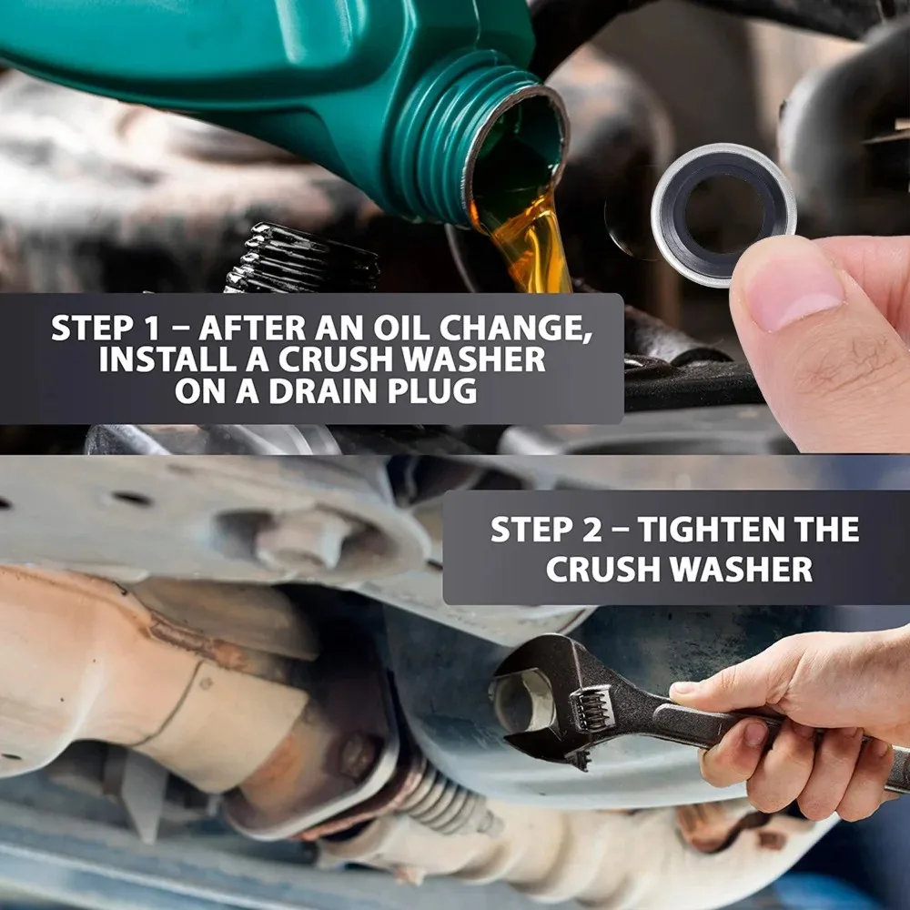 Car Oil Drain Plug Sealing Gasket Universal M12 M14 Galvanized Nitrile Rubber Washer for Car Engine Systems Leakage Protection