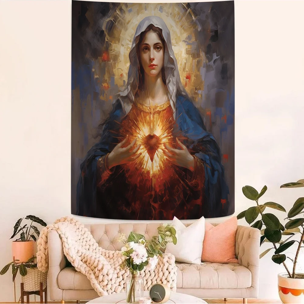 Heiliges Herz von Jesus Leinwand Malerei Mary hängen böhmischen Wandteppich billige Hippie Wandbehang böhmischen Wandteppich