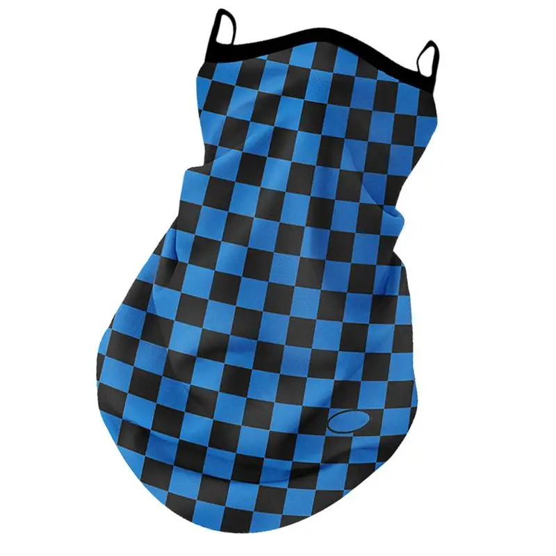 

UV Neck Gaiter Checkerboard Breathable Neck Scarf Gaiters Cooling Neck Wraps With Ear Hook UV Protection Face Cover Scarf For