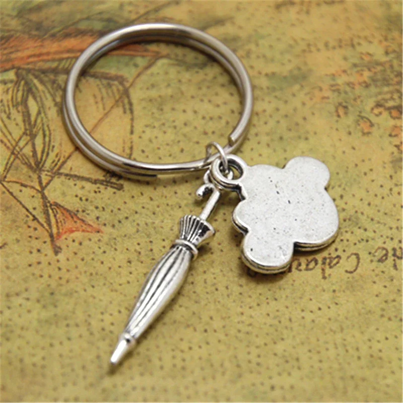 12pcs/lot Umbrella Keychain Cloud Charm keyring Rain Weather jewelry