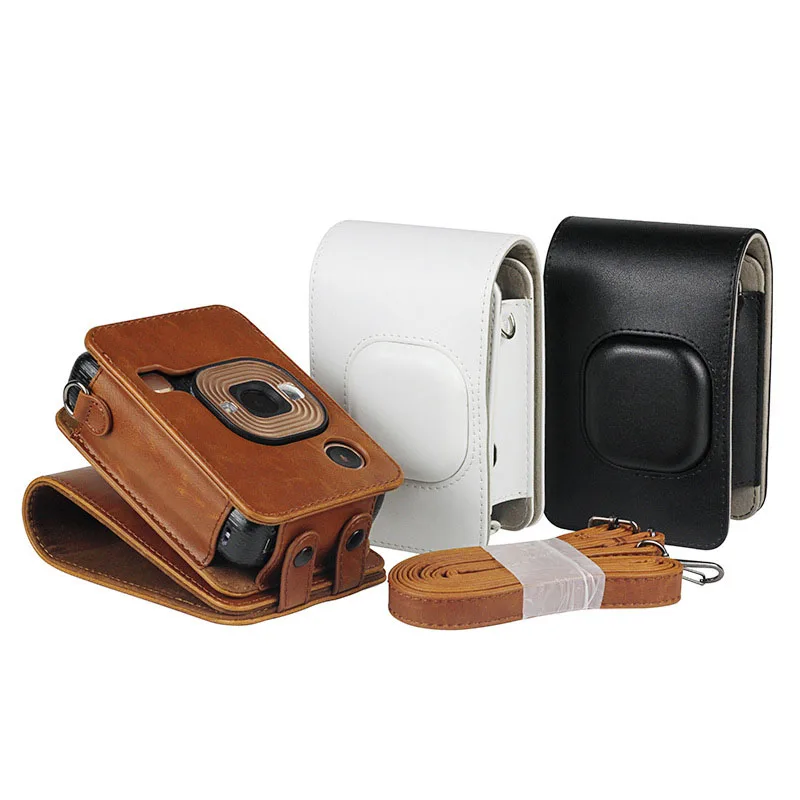 Compact Size Instant Camera Case Bag Retro Soft PU Leather Cover with Shoulder Strap for Fujifilm Fuji Instax mini LiPlay