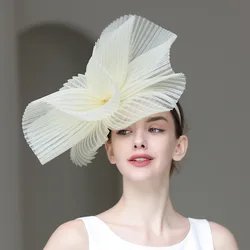 Women Elegant Wedding Hair Fascinator Hats Church Party Night Chapeau Cap Bride Wedding Headwear Kentucky Derby Hair Accessories