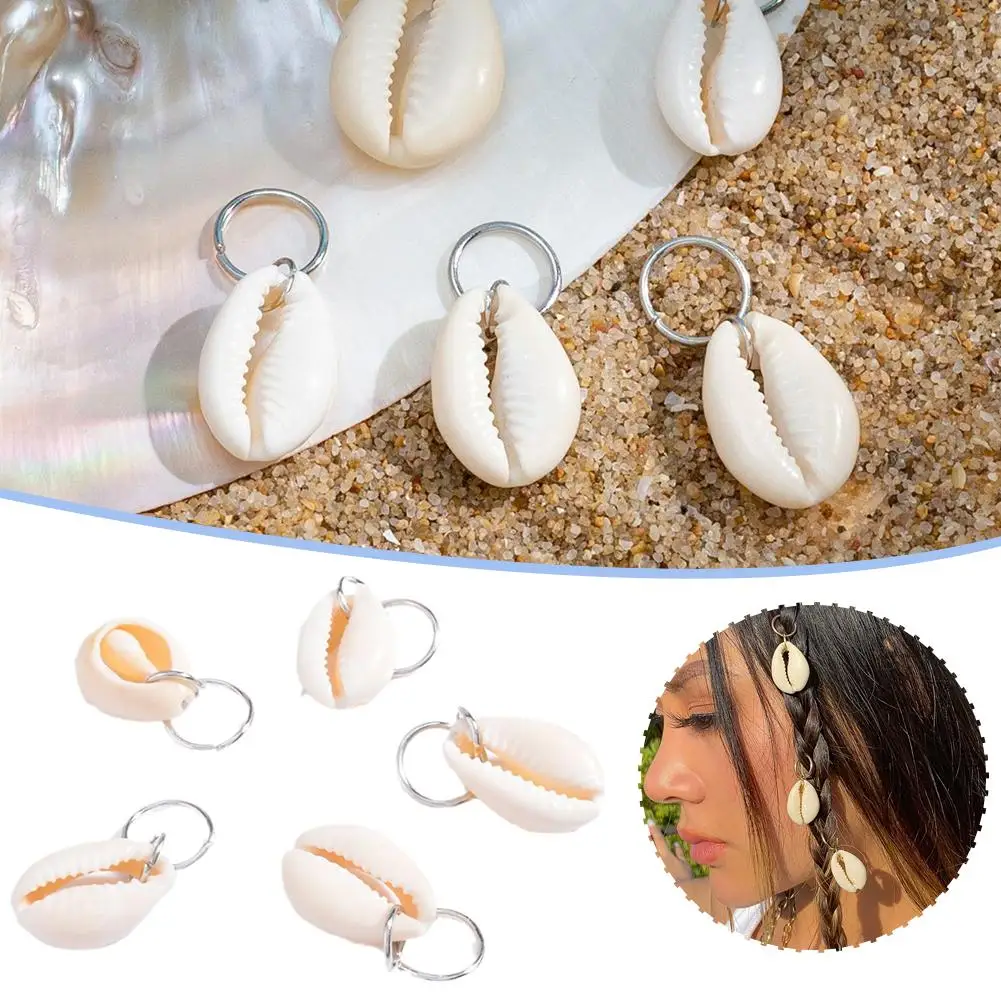 Sea 쉘 브레이드 헤어 링 보헤미안 휴가 스타일 헤어 버클, 힙합 더티 브레이드, 맞춤형 캐주얼 헤어 클립, 세트당 5 개