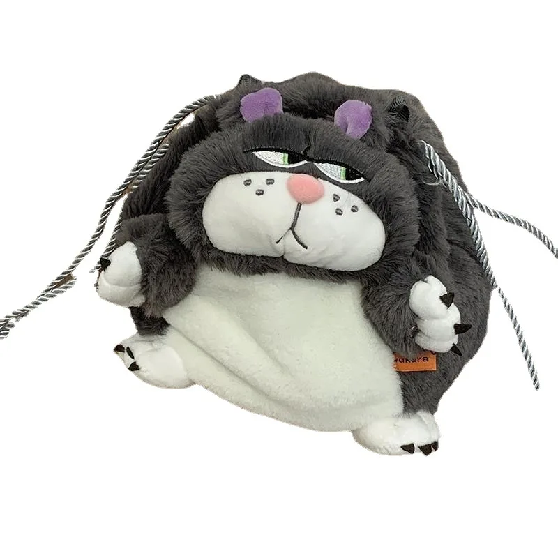 Cute Plush Lucifer Cat Shoulder Bag Big Fat Cat Toys Cute Cat Cartoon Plush Bag Doll Crossbody Bag Zero Wallet