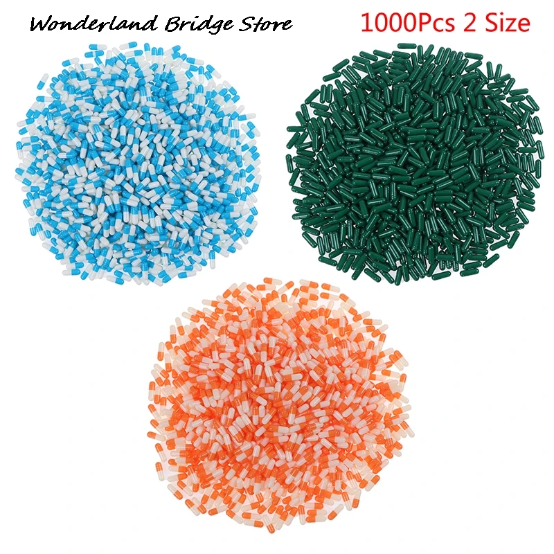 1000Pcs Empty Hard Vacant Gelatin Capsule Size 2# Gel Medicine Pill Vitamin