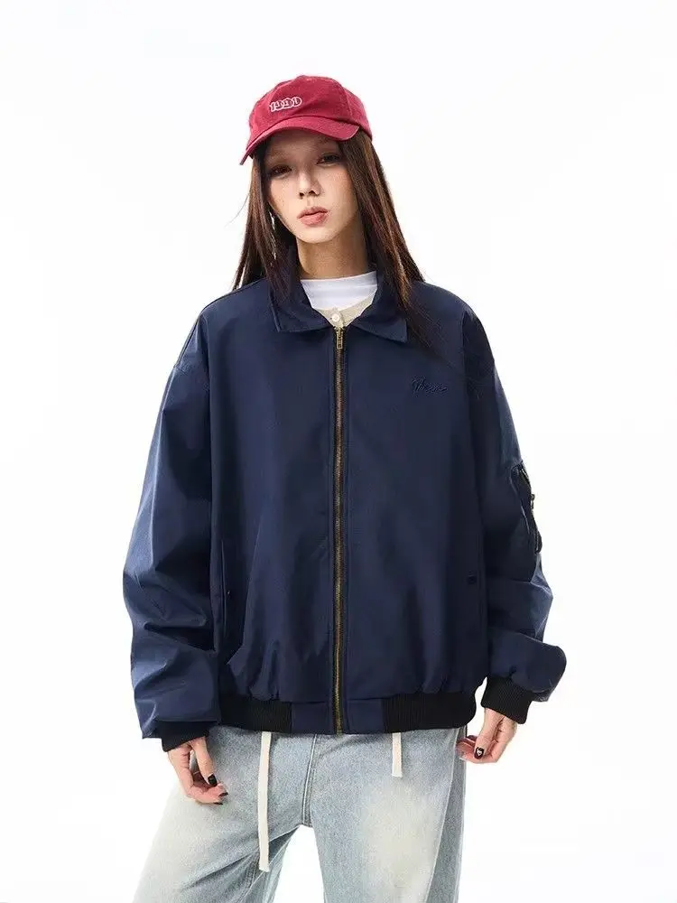 

Американский повседневный куртка-бомбер в стиле рабочей одежды, весенне-осенняя, модная, винтажная, для пар